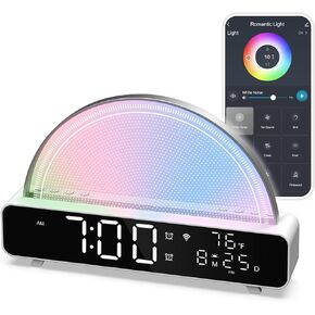 ساعة منبه رقمية من سبيونج، تحكم عن طريق التطبيق بفضاء لوني ار جي بي، ساعة منبه فاخرة بجانب السرير مع شاشة LED كبيرة، 13 صوت طبيعي، ساعة رقمية للاطفال وكبار السن والمنزل والمكتب in Kuwait