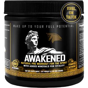 Awakened Natural Pre Workout Powder 12-in-1 | Conscious Energizer | Bee Pollen + N.O. Booster | Mucuna Pruriens, Tongkat Ali, Rhodiola, Alpha GPC & Trace Minerals | Spartan Bee Bread Brand, 40SV in Kuwait