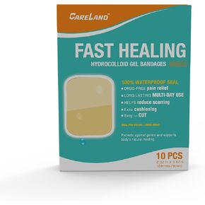 Careland Hydrocolloid Bandages - Advanced Fast Healing | 40 Pack | Waterproof Bandages for Wounds,Finger, Closure & Blister Treatment | Reduces Scarring | Suitable for Foot, Toe, Heel Protection in Kuwait