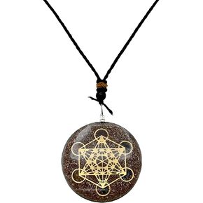 قلادة مذهلة من الأحجار الكريمة مع كريستال السيلينيت ومكعب ميتاترون - قلادة قلادة علاجية طبيعية للنساء والرجال والأطفال in Kuwait