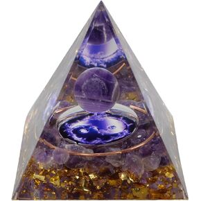Kegeter Positive Energy Pyramid Amethyst Pyramid Ball Energy Pyramid Generator for Protective Crystals Used to Reduce Stress Healing Meditation Attract Wealth Lucky Purple, Home Decoratio in Kuwait