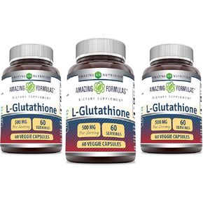 Amazing Formulas Reduced L-Glutathione Supplement | 500 Mg Per Serving | 60 Veggie Capsules | Non-GMO | Gluten Free | Made in USA
