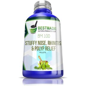 Best Made Natural Products Stuffy Nose, Rhinitis & Polyps Relief, Helps with Sinus Pain, Congestion, Runny Nose and Seasonal Allergies, Helps to Reduce Polyps, BM100