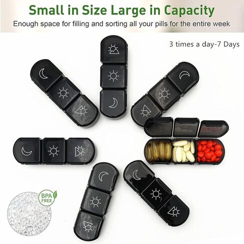 حافظة منظم حبوب الدواء الأسبوعية 7 أيام حاوية علب حبوب السفر 3 مرات في اليوم سعة كبيرة للفيتامينات وزيوت الأسماك in Kuwait