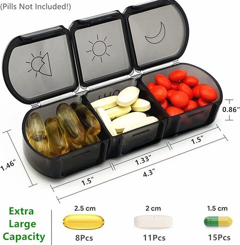 حافظة منظم حبوب الدواء الأسبوعية 7 أيام حاوية علب حبوب السفر 3 مرات في اليوم سعة كبيرة للفيتامينات وزيوت الأسماك in Kuwait