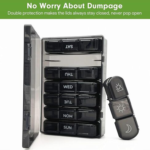 حافظة منظم حبوب الدواء الأسبوعية 7 أيام حاوية علب حبوب السفر 3 مرات في اليوم سعة كبيرة للفيتامينات وزيوت الأسماك in Kuwait