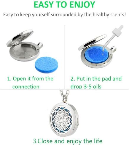 قلادة ناشرة الزيوت العطرية من جيلكوني، قلادة للعلاج العطري، قلادة من الفولاذ المقاوم للصدأ، مجوهرات العطر للنساء، الأخت، الزوجة in Kuwait