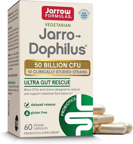 Jarrow Formulas Jarro-Dophilus Ultra Gut Rescue - 50 مليار وحدة تشكيل مستعمرة لكل وجبة - البروبيوتيك يستعيد ويحمي ويحافظ على النباتات المعوية - 60 حصة (إصدار متأخر) in Saudi Arabia