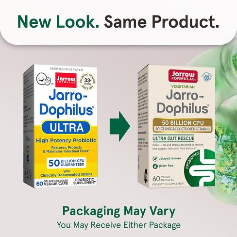 Jarrow Formulas Jarro-Dophilus Ultra Gut Rescue - 50 مليار وحدة تشكيل مستعمرة لكل وجبة - البروبيوتيك يستعيد ويحمي ويحافظ على النباتات المعوية - 60 حصة (إصدار متأخر) in Saudi Arabia