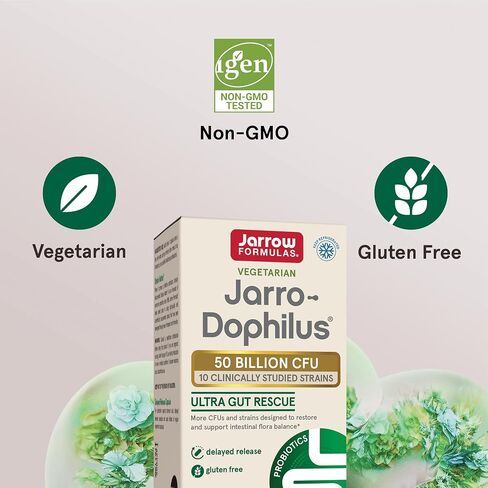 Jarrow Formulas Jarro-Dophilus Ultra Gut Rescue - 50 مليار وحدة تشكيل مستعمرة لكل وجبة - البروبيوتيك يستعيد ويحمي ويحافظ على النباتات المعوية - 60 حصة (إصدار متأخر) in Saudi Arabia