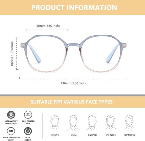 نظارات WMAO الزرقاء لحجب الضوء، كبيرة الحجم، طراز الستينيات العصرية المضادة لإجهاد العين وحماية من الأشعة فوق البنفسجية، إطار نظارات الكمبيوتر TR90 in Kuwait