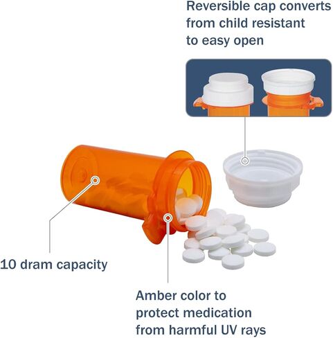 Ezy Dose Pill Box and Medicine, Vitamin Container & Vial | 10 Dram Storage | Child-Resistant Cap | Case of 250 in Kuwait