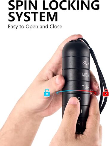 Sukuos Weekly Pill Organizer, Metal Portable Daily Pill Box Moisture Proof Stackable Aluminum Alloy BPA Free Travel Outdoor 7 Day Pill Case and Large Compartment to Hold Vitamins, Fish Oil in Kuwait