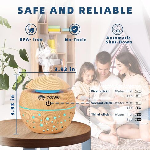 موزع روائح الزيوت العطرية TGTNG، ناشر للعلاج العطري، مرطب الهواء، موزع هواء رذاذ بارد بالموجات فوق الصوتية مع تصميم منخفض الضوضاء، ضوء LED بـ 7 ألوان، هدية الترحيب بالمنزل الجديد للمنازل الجديدة in Kuwait