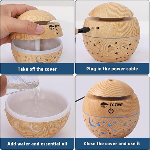 موزع روائح الزيوت العطرية TGTNG، ناشر للعلاج العطري، مرطب الهواء، موزع هواء رذاذ بارد بالموجات فوق الصوتية مع تصميم منخفض الضوضاء، ضوء LED بـ 7 ألوان، هدية الترحيب بالمنزل الجديد للمنازل الجديدة in Kuwait