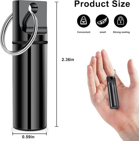 AMMON Pill Box 2 جهاز كمبيوتر شخصى صغير حالة حبوب منع الحمل للماء المحمولة حاوية حبوب منع الحمل المفاتيح حبوب منع الحمل حامل صغير منظم حبوب منع الحمل سبائك الألومنيوم جيب حالة حبوب منع الحمل للسفر التخييم في الهواء الطلق (أسود وفضي) in Kuwait