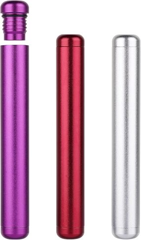 3 عبوات من أنبوب معدني من الألومنيوم مقاس 4.4 بوصة، أنبوب سفر خفيف الوزن ممتاز للحمل اليومي الأنيق (الأحمر والأرجواني والفضي) in Kuwait