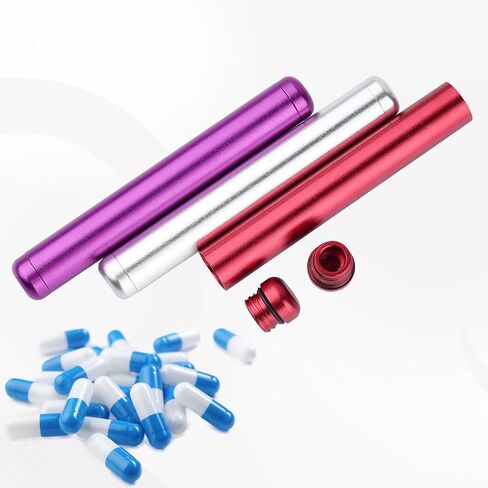 3 عبوات من أنبوب معدني من الألومنيوم مقاس 4.4 بوصة، أنبوب سفر خفيف الوزن ممتاز للحمل اليومي الأنيق (الأحمر والأرجواني والفضي) in Kuwait