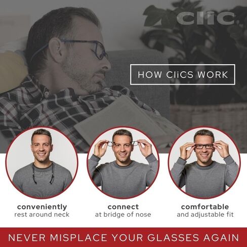 نظارات القراءة المغناطيسية Clic Blue Light Blocking من Slastik، شريط ناعم قابل للطي، قارئات كمبيوتر قابلة للتعديل، Ewok (M-XL) in Kuwait