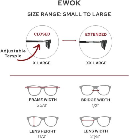 نظارات القراءة المغناطيسية Clic Blue Light Blocking من Slastik، شريط ناعم قابل للطي، قارئات كمبيوتر قابلة للتعديل، Ewok (M-XL) in Kuwait