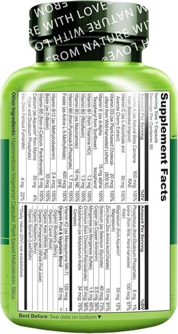 NATURELO One Daily Multivitamin للمراهقين - مع الفيتامينات والمعادن للمراهقين والبنات - مكمل للأطفال النشطين - غير معدل وراثيًا - نباتي ونباتي - 90 كبسولة in Kuwait