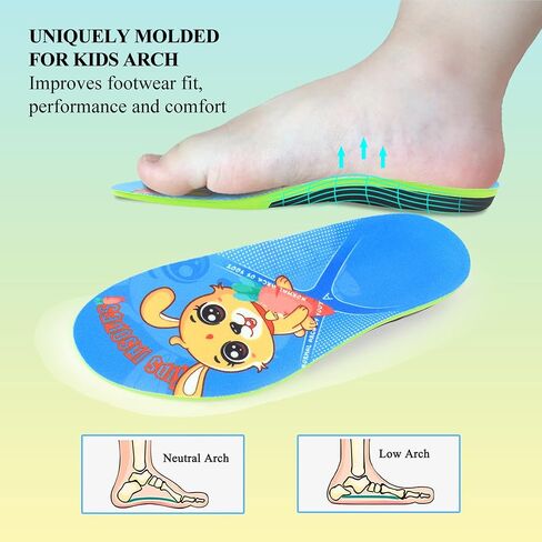 نعال أحذية Ilovfeot Kids لتبطين تقويم العظام ودعم قوس القدم، نعل داخلي لدعم الأطفال للراحة، الأقدام المسطحة، التهاب اللفافة الأخمصية، تخفيف آلام كعب القدم in Kuwait