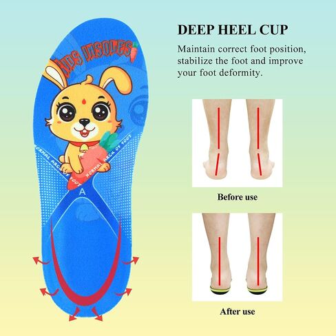 نعال أحذية Ilovfeot Kids لتبطين تقويم العظام ودعم قوس القدم، نعل داخلي لدعم الأطفال للراحة، الأقدام المسطحة، التهاب اللفافة الأخمصية، تخفيف آلام كعب القدم in Kuwait