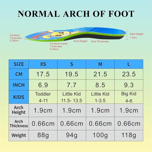 نعال أحذية Ilovfeot Kids لتبطين تقويم العظام ودعم قوس القدم، نعل داخلي لدعم الأطفال للراحة، الأقدام المسطحة، التهاب اللفافة الأخمصية، تخفيف آلام كعب القدم in Kuwait