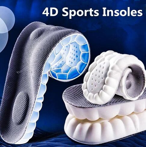 نعل داخلي بتقنية 4D Cloud - نعال داخلية مريحة فائقة النعومة، نعل داخلي بملمس سحابي لحماية القدم الناعمة، نعال داخلية من إسفنج الذاكرة على شكل حرف U، نعال داخلية من إسفنج الذاكرة الرياضي 4D (الرجال 9-10.5/النساء 10.5-12، رمادي) in Kuwait
