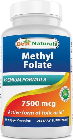 بيست ناتشورالز كبسولات نباتية ميثيل فولات 7500 ميكروغرام (7.5 ملغ) (معظم المنتجات الحيوية) - تدعم وظيفة نمو الخلايا والدماغ والذاكرة وصحة القلب والأوعية الدموية، 60 قطعة in Saudi Arabia