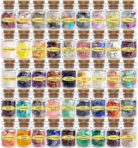 UFEEL Crystals for Witchcraft Bottles - 45 PCS Different Gemstone and Crystals for Spell Jars - Small Crystal Chips - Healing Crystals for Witchcraft, Great Choice for Gift, Collection and Home Decor in Kuwait