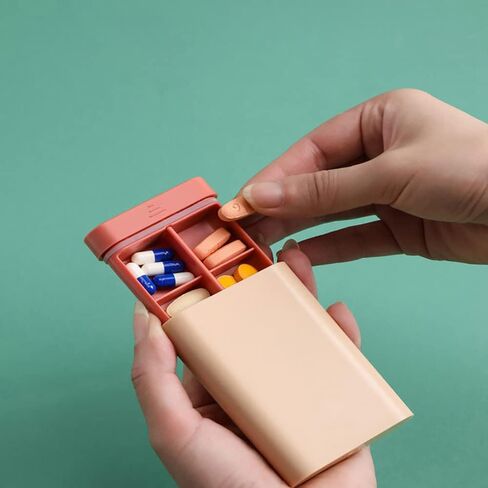 PIGIAOKA 4 عبوات من منظم علب حبوب الدواء اليومية، صندوق حبوب الدواء الأسبوعي، حقيبة مكملات حبوب الدواء المحمولة، حقيبة تنظيم الأدوية المكونة من 6 أقسام للفيتامين in Kuwait