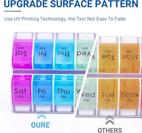 Windtrace Pill Organizer 2 Times a Day, Weekly Pill Box Cases with Spring Open Design, Am Pm Pill Organizer 7 Day, Large Pill Holer to Hold Vitamin, Supplements, Medicine in Kuwait