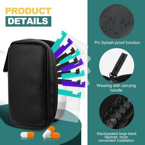 شنطة تنظيم حبوب الدواء بسحاب قابلة لاعادة الاستخدام، اكياس بلاستيكية شفافة لحفظ حبوب الدواء ذاتية الغلق للسفر (اخضر وارجواني) in Kuwait
