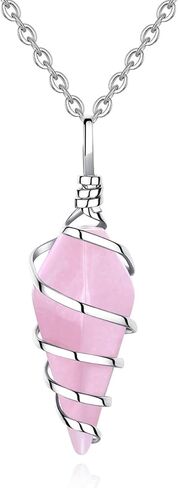 ZHIYUXI روز كوارتز كريستال سلك التفاف سداسية مخروط نقطة شفاء بلورات الأحجار الكريمة مصقول الريكي الحظ حجر الكوارتز الطبيعي للنساء فتاة الهدايا in Kuwait