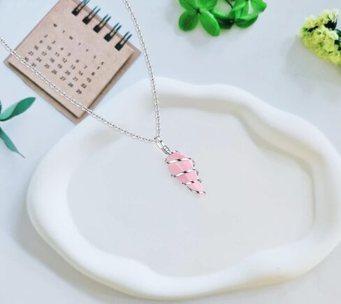 ZHIYUXI روز كوارتز كريستال سلك التفاف سداسية مخروط نقطة شفاء بلورات الأحجار الكريمة مصقول الريكي الحظ حجر الكوارتز الطبيعي للنساء فتاة الهدايا in Kuwait