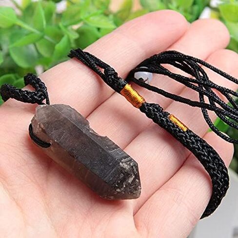 Acxico 2 pcs Natural Smokey Quartz Gemstone Pendant Irregular Reiki Healing Stone Necklace in Saudi Arabia