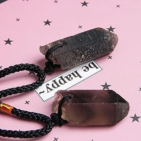 Acxico 2 pcs Natural Smokey Quartz Gemstone Pendant Irregular Reiki Healing Stone Necklace in Saudi Arabia