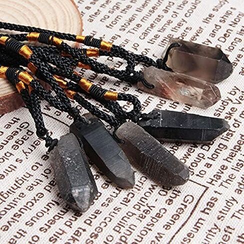 Acxico 2 pcs Natural Smokey Quartz Gemstone Pendant Irregular Reiki Healing Stone Necklace in Saudi Arabia