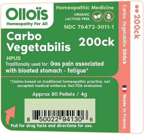 OLLOIS Carbo Vegetabilis 200ck، عضوي، خالي من اللاكتوز، نباتي، طب المثلية، 80 حبة (عبوة من 1) in Saudi Arabia