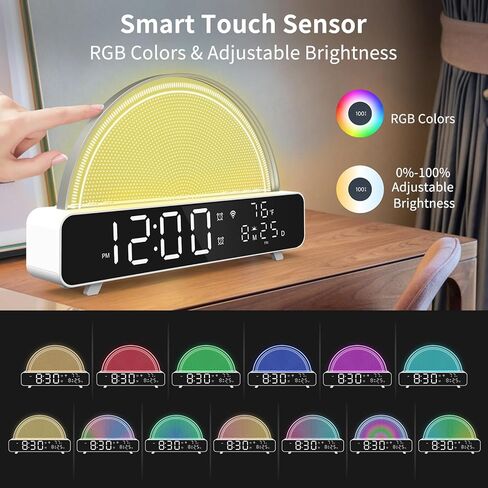 ساعة منبه رقمية من سبيونج، تحكم عن طريق التطبيق بفضاء لوني ار جي بي، ساعة منبه فاخرة بجانب السرير مع شاشة LED كبيرة، 13 صوت طبيعي، ساعة رقمية للاطفال وكبار السن والمنزل والمكتب in Kuwait