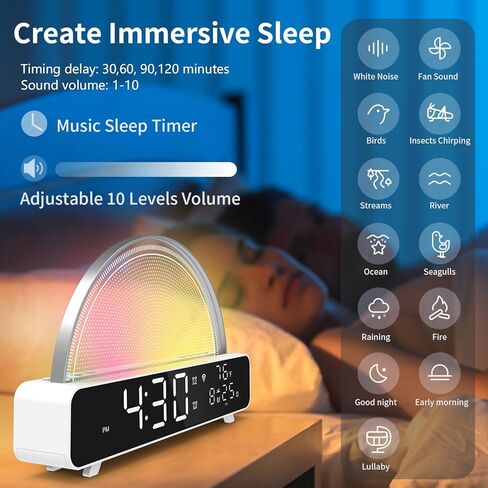 ساعة منبه رقمية من سبيونج، تحكم عن طريق التطبيق بفضاء لوني ار جي بي، ساعة منبه فاخرة بجانب السرير مع شاشة LED كبيرة، 13 صوت طبيعي، ساعة رقمية للاطفال وكبار السن والمنزل والمكتب in Kuwait
