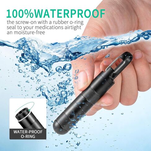 Micro Pill Holder Keychain Titanium Pill Case for Purse Small Pill Container Travel Black Pill Box Medicine Bottle Organizer for Vitamin Fish Oil Supplement in Kuwait