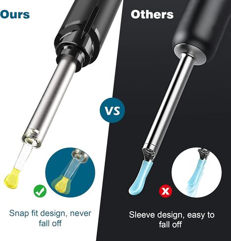 إزالة شمع الأذن - منظف الأذن بكاميرا منظار الأذن 1080 بكسل، طقم تنظيف الأذن، كاميرا الأذن، طقم إزالة شمع الأذن مع أداة إزالة شمع الأذن بإضاءة LED مع 8 منتقيات و6 ملاعق لنظامي التشغيل iOS وAndroid (أسود) in Kuwait