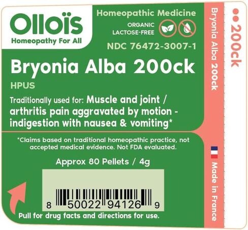 OLLOIS Bryonia 200ck Organic, Lactose-Free, Kosher Homeopathic Medicine, 80 Pellets (Pack of 3) in Saudi Arabia
