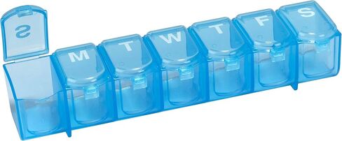 EZY DOSE Weekly (7-Day) Pill Case, Medicine Planner, Vitamin Organizer Box, Large Push N' Pop Open Compartments, Convenient and Easy to Use, Color May Vary, BPA Free in Saudi Arabia
