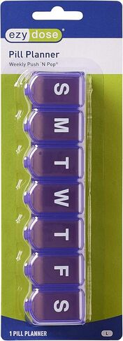 EZY DOSE Weekly (7-Day) Pill Case, Medicine Planner, Vitamin Organizer Box, Large Push N' Pop Open Compartments, Convenient and Easy to Use, Color May Vary, BPA Free in Saudi Arabia