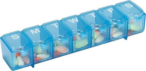 EZY DOSE Weekly (7-Day) Pill Case, Medicine Planner, Vitamin Organizer Box, Large Push N' Pop Open Compartments, Convenient and Easy to Use, Color May Vary, BPA Free in Saudi Arabia