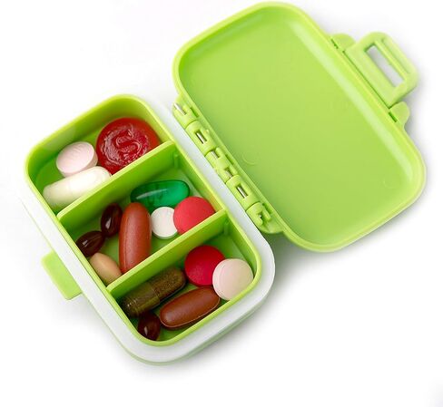 فارز صندوق حبوب الدواء - 3 مساحات تخزين كبيرة لتنظيم الأدوية أثناء السفر - صناديق تذكير منظمة للأدوية اليومية / الأسبوعية بعلبة تذكير منظمة، 7 مرات في اليوم واليوم والمساء in Kuwait