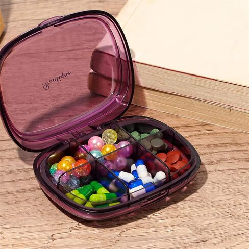 صندوق توزيع حبوب الدواء اليومي للسفر مكون من 6 اقسام لتخزين الادوية والادوية والادوية والمكملات الغذائية والفيتامينات والادوية in Kuwait